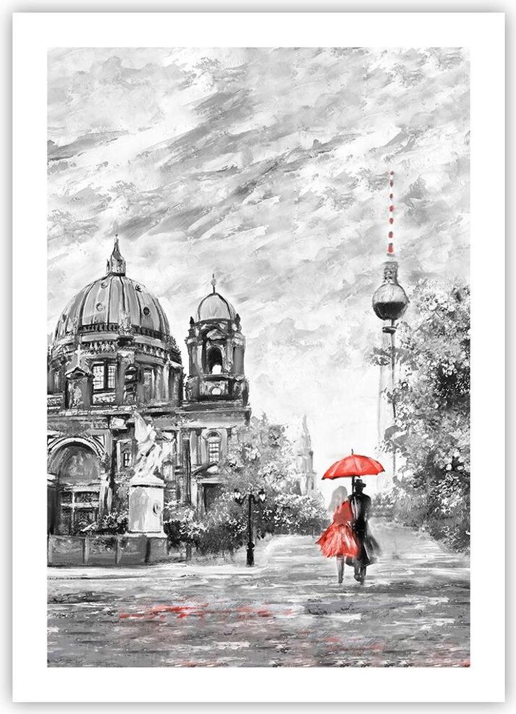 Poster - Poster ohne Rahmen - Dom Berlin Liebespaar - 50x70 cm - Wand Bild - Wanddeko - Wandbilder - Kunstposter - Wandposter - Bilder - Kunstdruck...
