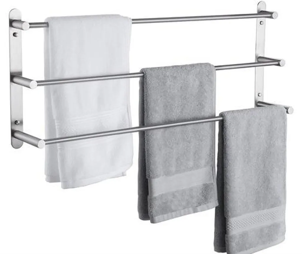 Porte-serviettes de bain en acier inoxydable à 3 barres mural - 45cm