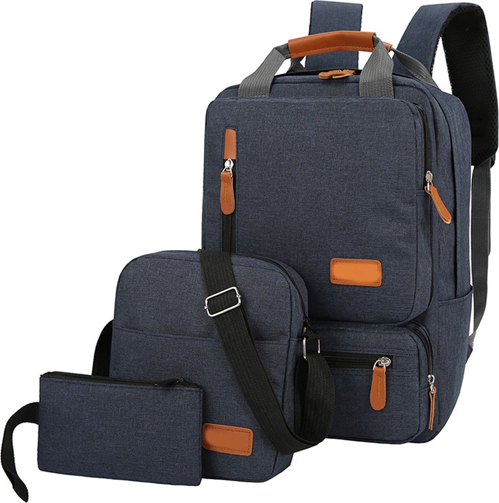 3-teiliges Rucksack-Set fuer Damen und Herren, Laptop-Rucksack, Umhaengetasche, kleine Tasche fuer Reisen, Schule, Geschaeft, Arbeit, College, pass...