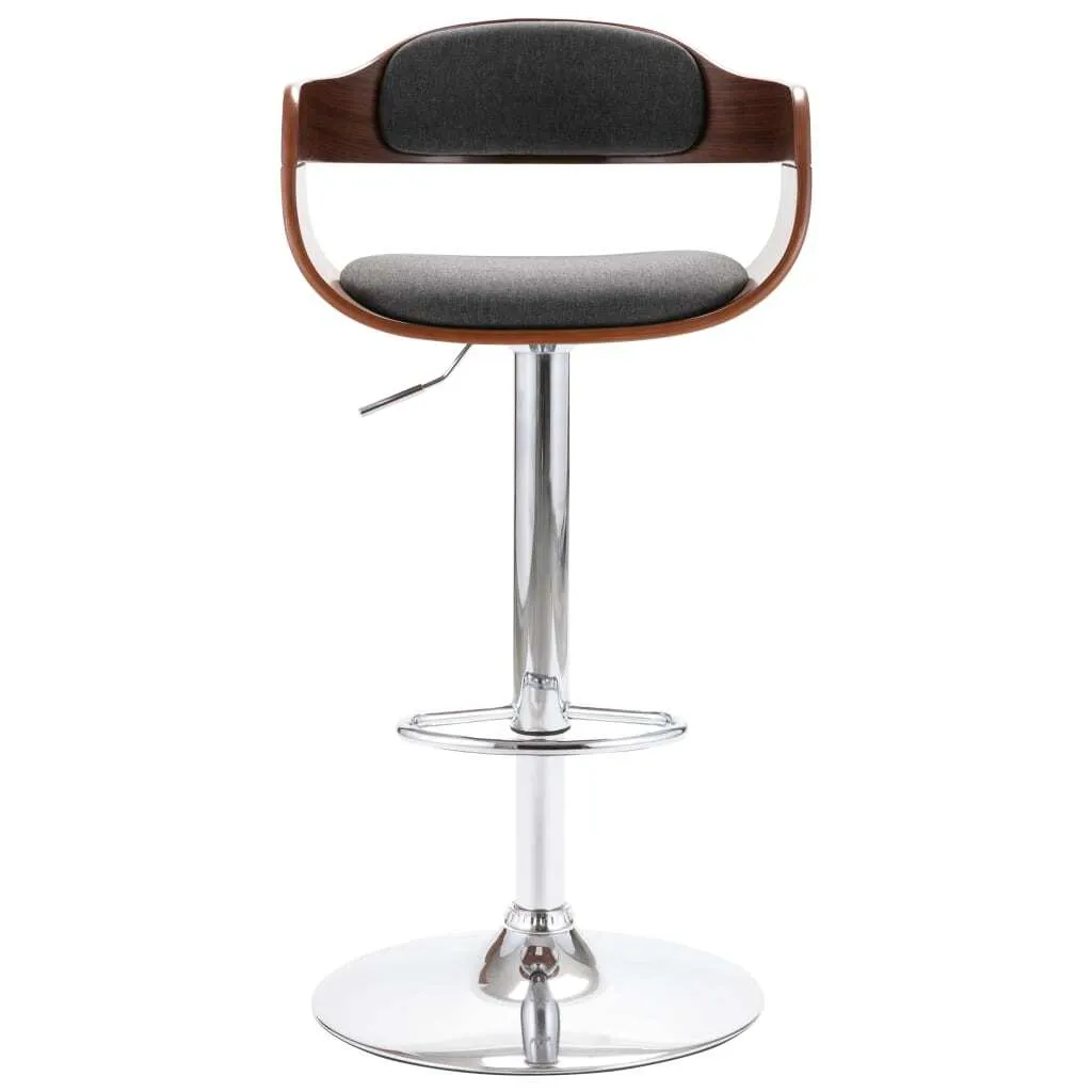 Tabouret Haut en Tissu Gris avec Dossier Ergonomique en Contreplaqué