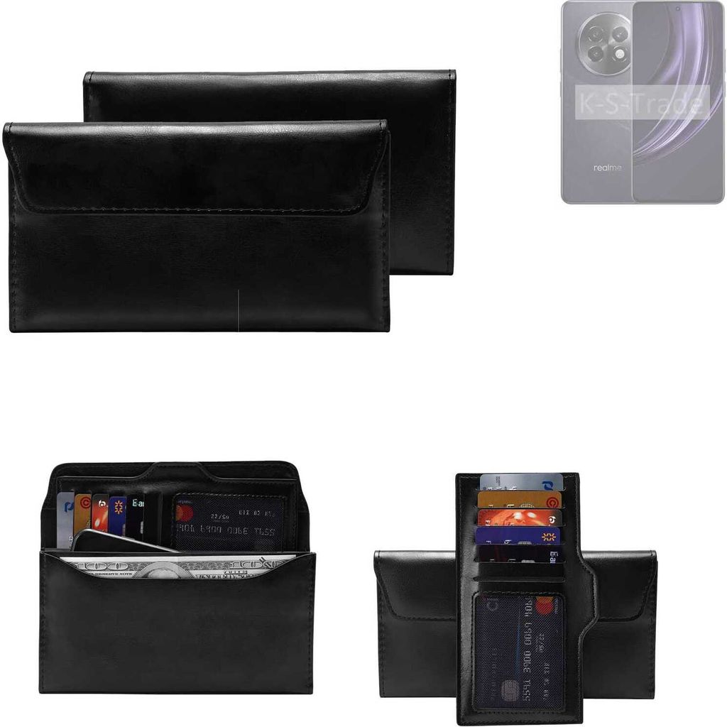 K-S-Trade Handy Hülle kompatibel mit Realme 13+ 5G Schutz Hülle Tasche Schutz Case Handytasche Kunstleder schwarz, 1x