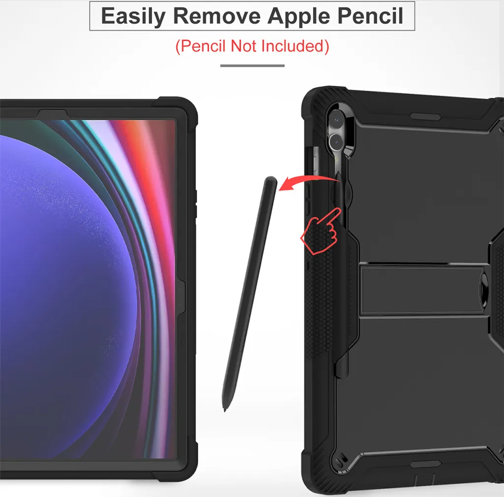Étui pour Samsung Galaxy Tab S10+ et Tab S9+ Plus 12,4 pouces Noir