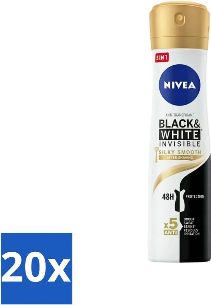 Nivea Black & White Silky Smooth 150ml: 20 Pezzi Pelle Vellutata