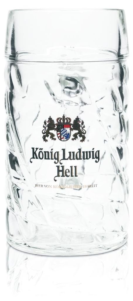 König Ludwig Maßkrug Glas 1L Seidel Humpen Krug Henkel Produktbild 