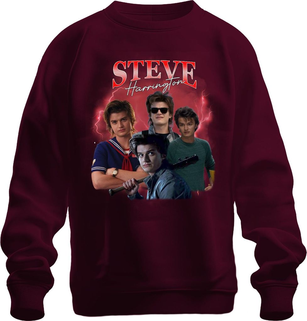 Steve Harrington Stranger Serienfan Geschenk Babysitter Hawkins Uni Sweatshirt Pullover, Burgundy, M