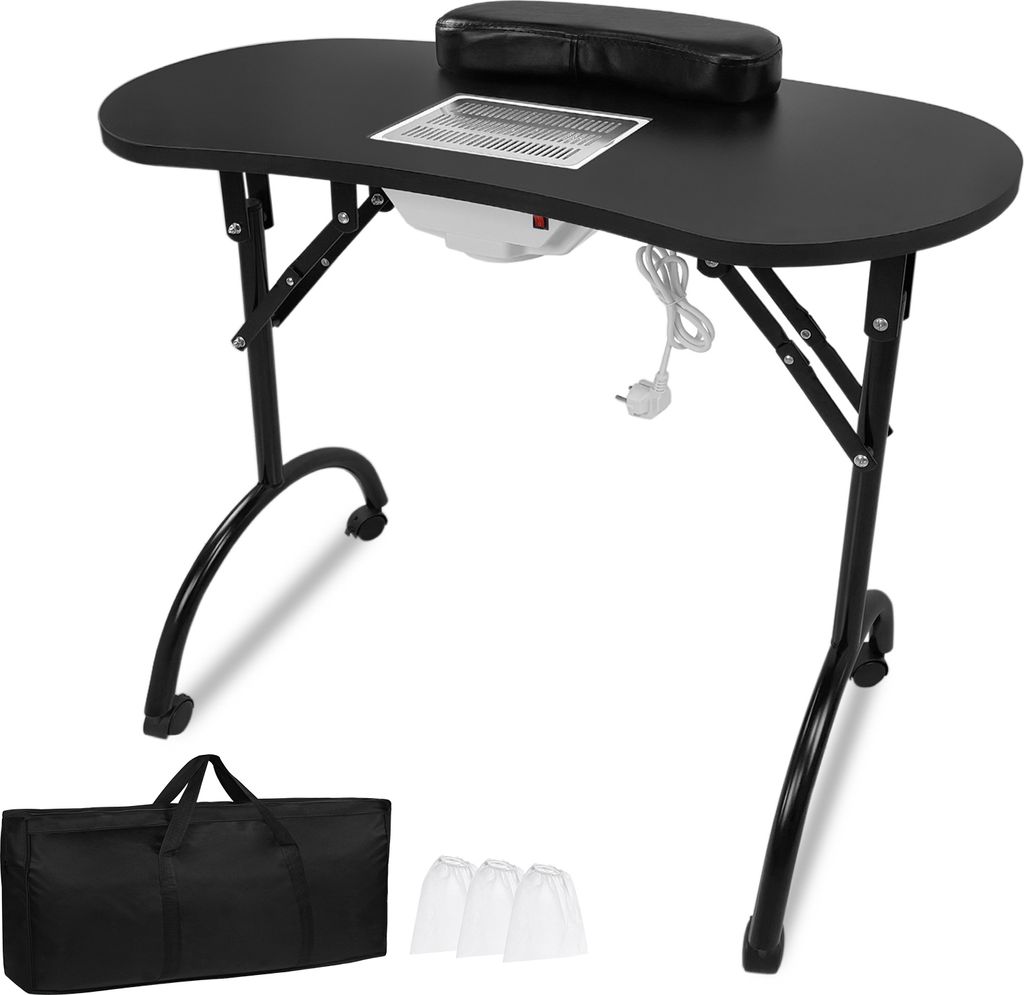 UISEBRT Skladací manikúrový stôl 98x44 x77 cm s prachovým Obrázok produktu 10