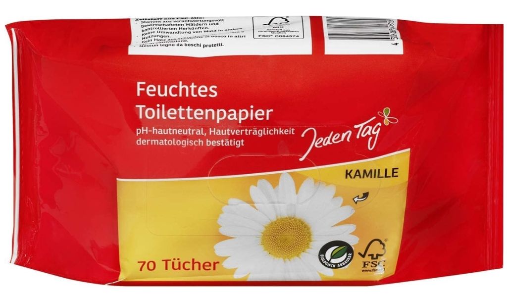Jeden Tag Moist Toilet Paper Chamomile 70 Sheets