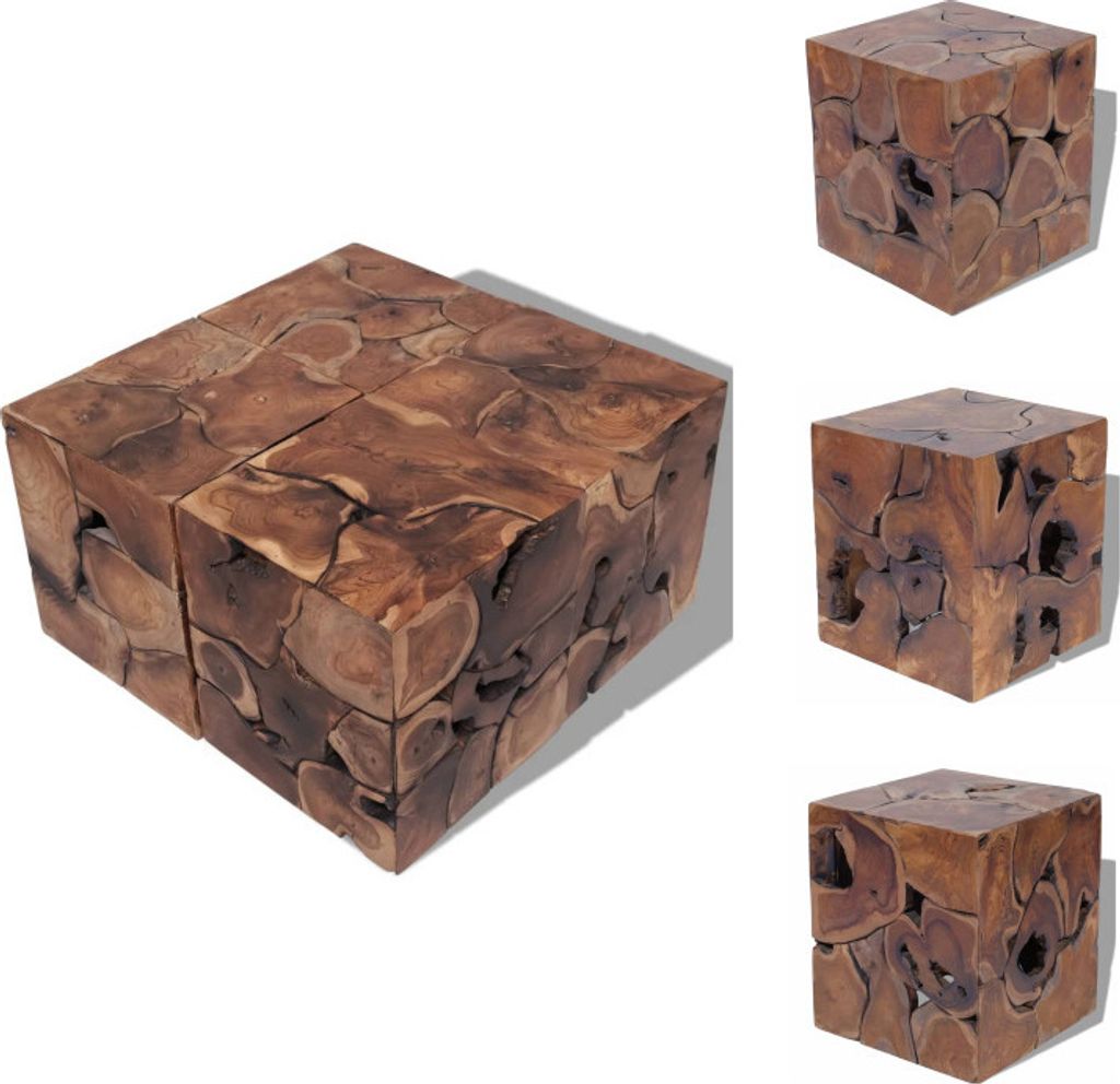 vidaXL Tabouret/Table basse en teck massif - Chaises Image du produit 