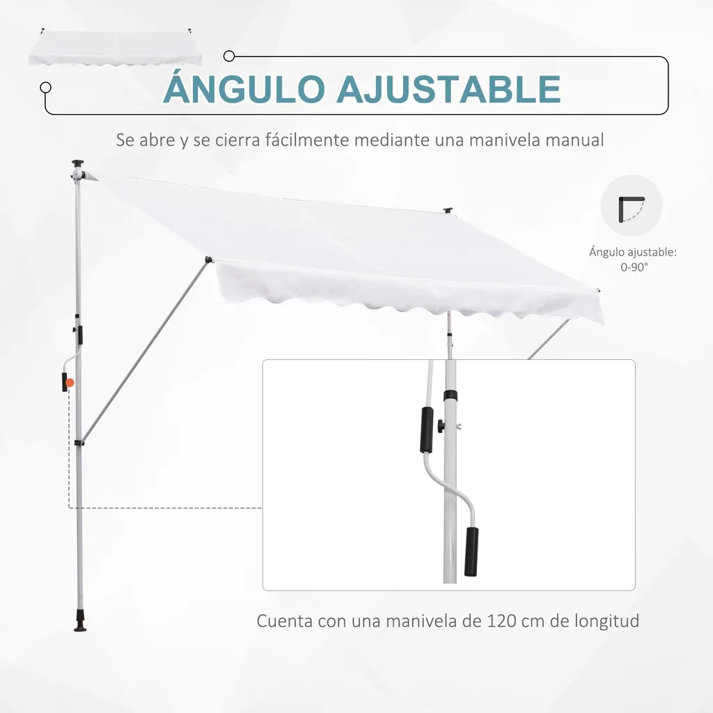 Store banne manuel rétractable 170-280 cm en polyester imperméable - 4