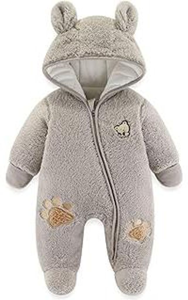 JiAmy Baby Schneeanzüge Winter Overall mit Kapuze Fleece Strampler Mädchen Jungen Warm Outfits- Gr. 6-9 Monate (73 cm), Rot