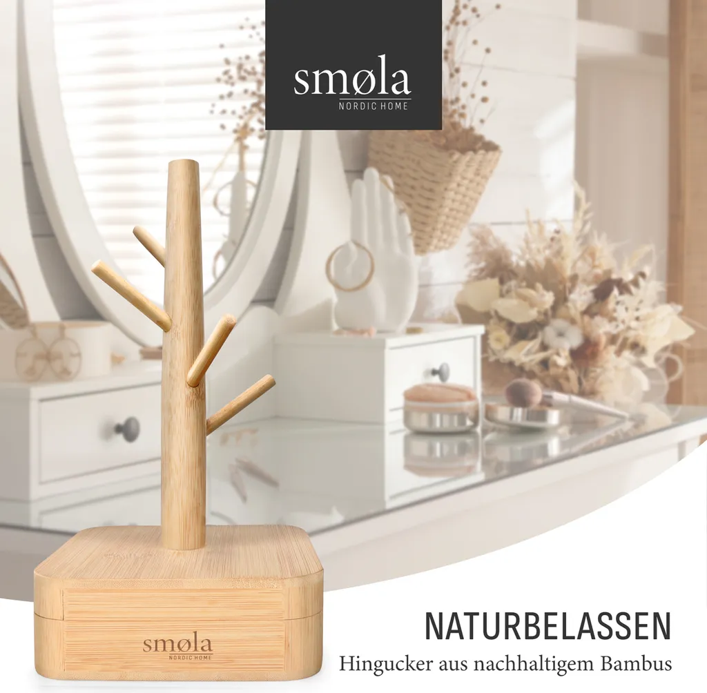 Arbre à bijoux 4 niveaux en bois massif - Rangement colliers et bagues