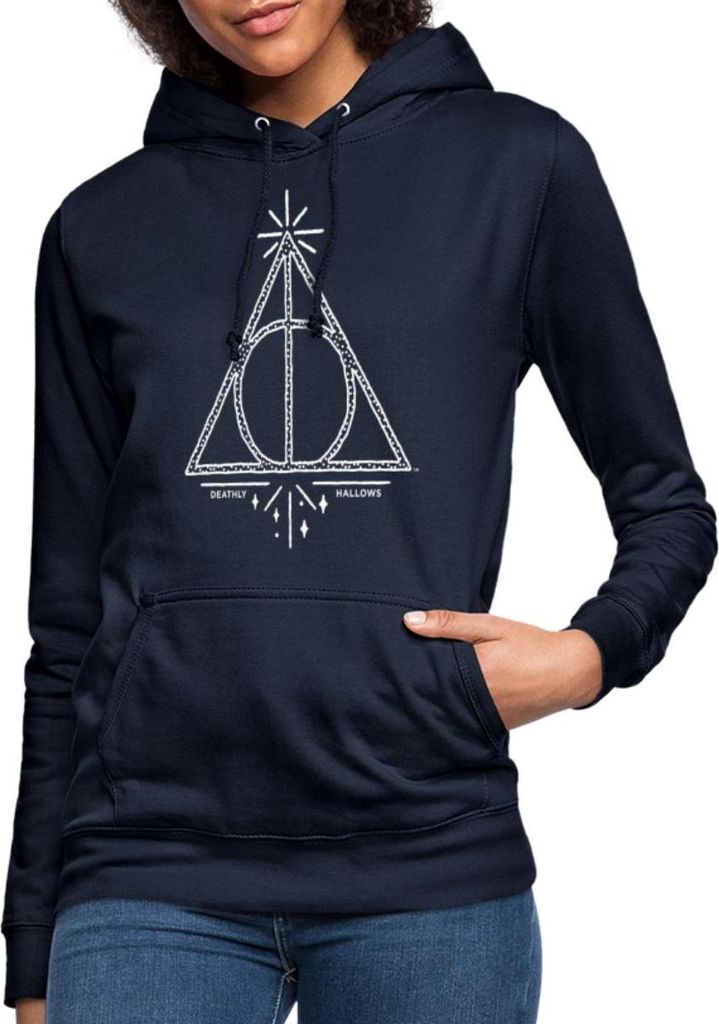 Spreadshirt Harry Potter Heiligtümer des Todes Symbol Damen Hoodie, S, Navy