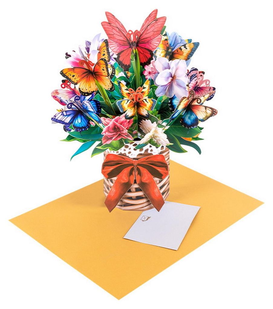 Pop-up-Karten mit Papierblumen, 3D-Blumenstrauß-Grußkarte mit Umschlag und Notiz für Muttertag, Schulabschluss, Jahrestag, Geburtstag, Glückwü...