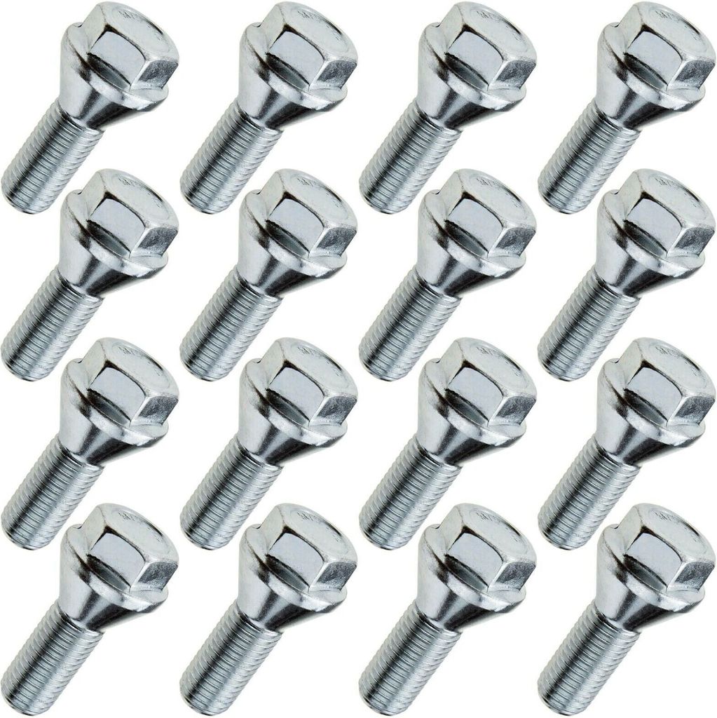 16x Radschraube Flachkopf, M12x1.25, Gewindelänge: 24mm, Kegelbund, SW17