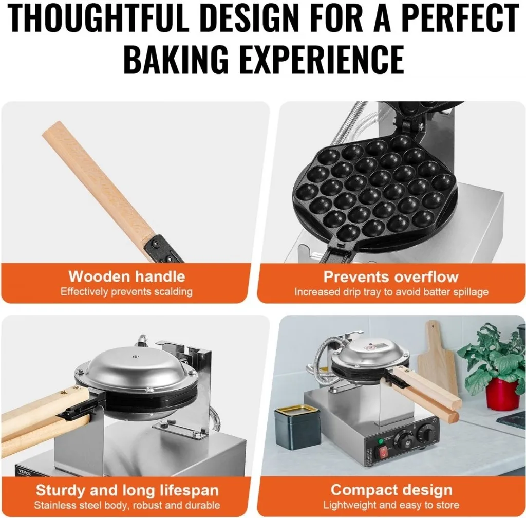 Gaufrier Bubble Waffle Maker 1400W avec Température Réglable 250°C - 5