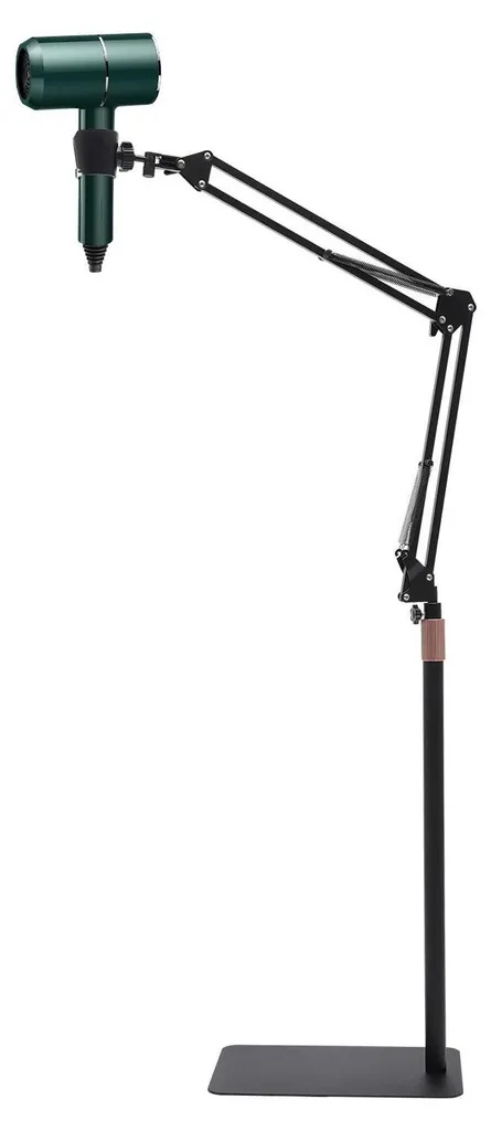 Support sèche-cheveux trépied pivotant 360 noir en métal réglable