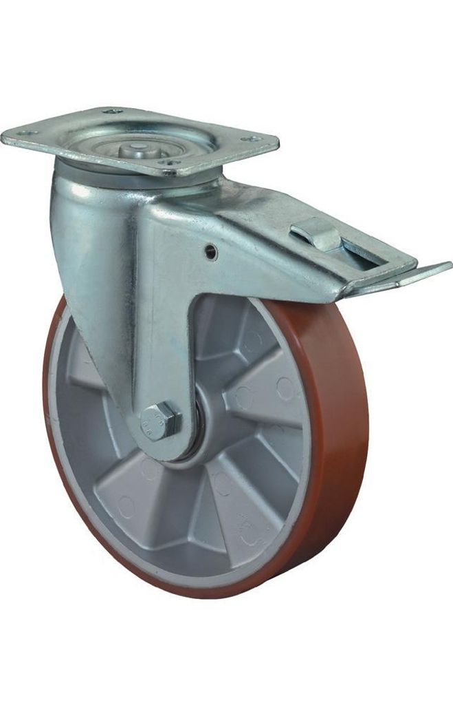 BS Rollen Lenkrolle L620.B90.125 mit Feststeller Durchmesser 125mm Tragfähigkeit 450kg Platte 135x110mm - L620.B90.125