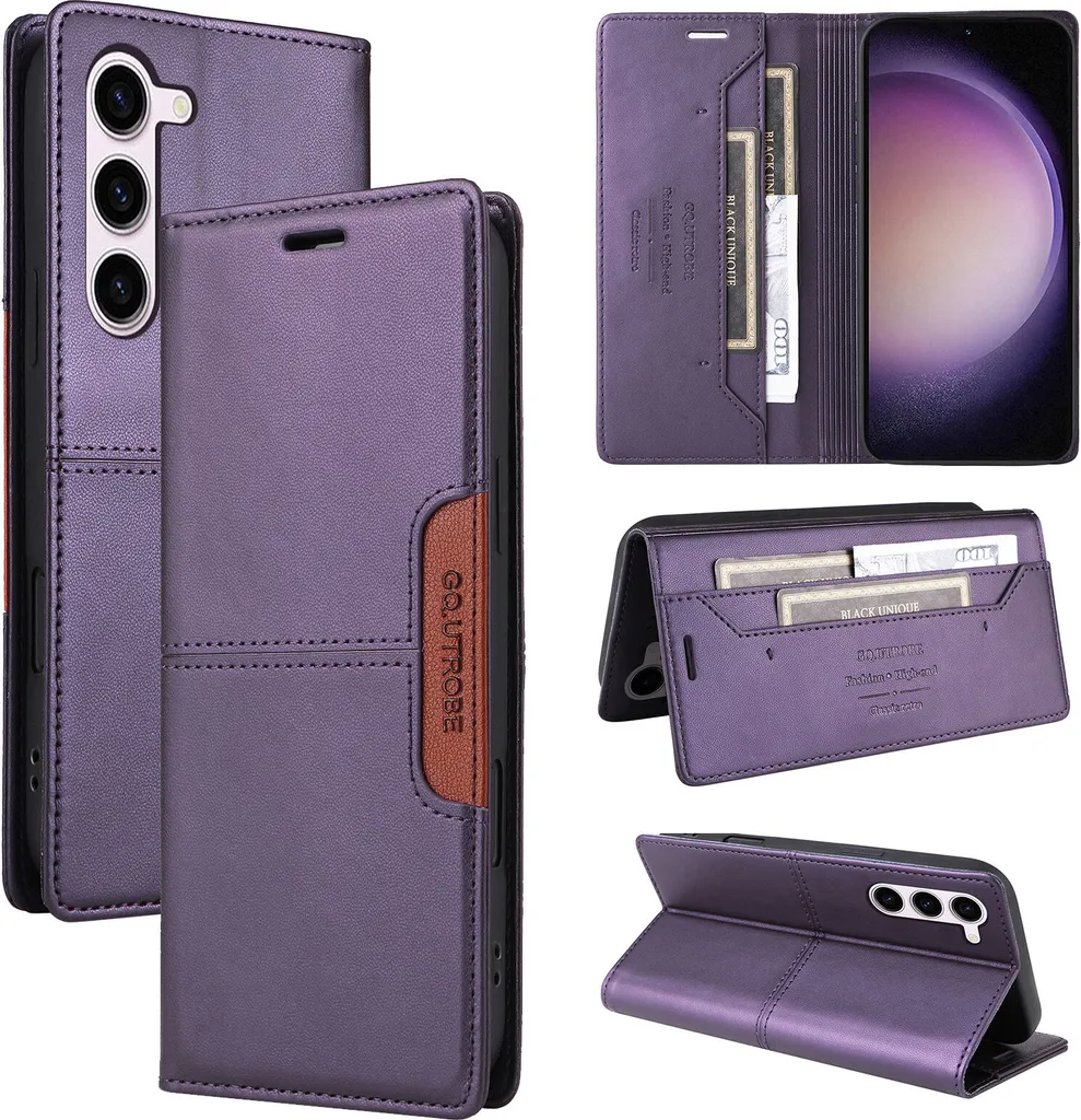 Custodia Samsung S23 Portafoglio in Pelle Viola | Cover Flip con Slot