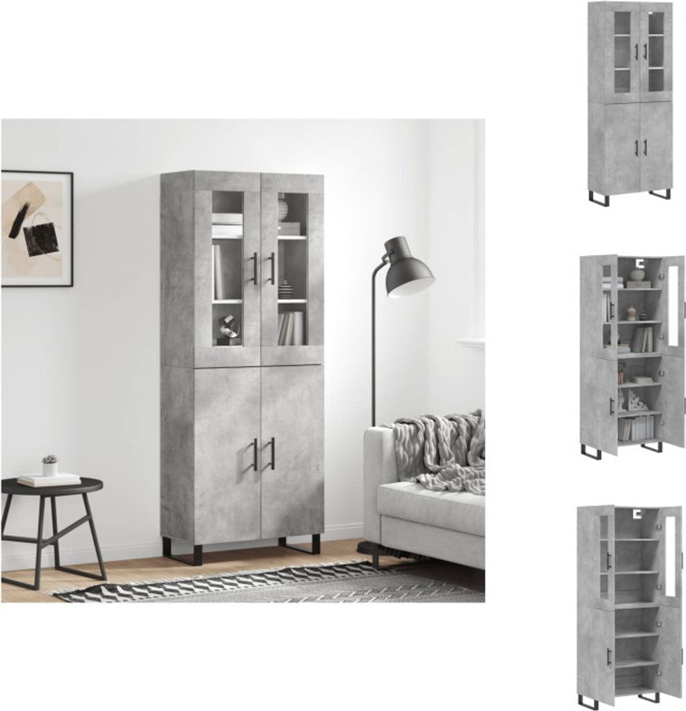 vidaXL Highboard Betongrau 69,5x34x180 cm Holzwerkstoff - Sideboards