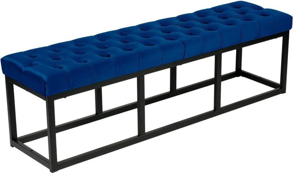 Verzierte Designbank – Samtsofa – r Komfort und Stabilität | Farbe: Blau | Größe: 150 cm