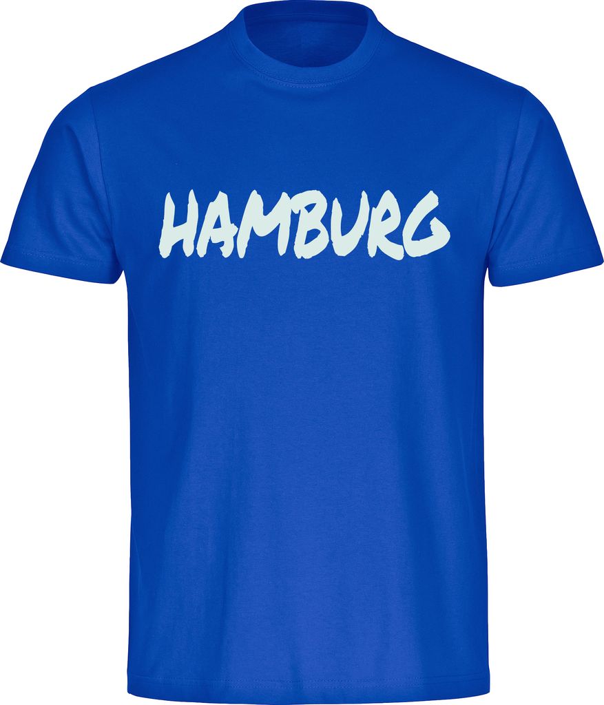 multifanshop Herren T-Shirt - Hamburg - Textmarker, blau, Größe S