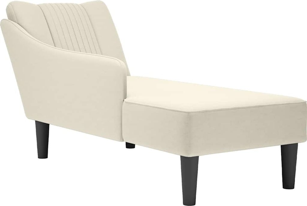 Möbel Chaiselongue mit Rechter Armlehne Creme Samt - Recamieren 4009799