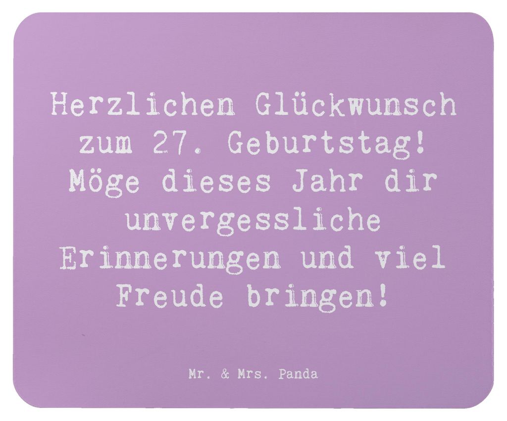 Mr. & Mrs. Panda Mauspad Spruch 27. Geburtstag - Lavendeltraum - Geschenk, Alter, computer, unvergessliche Erinnerungen, pc, Mouse Pad, Happy Birth...