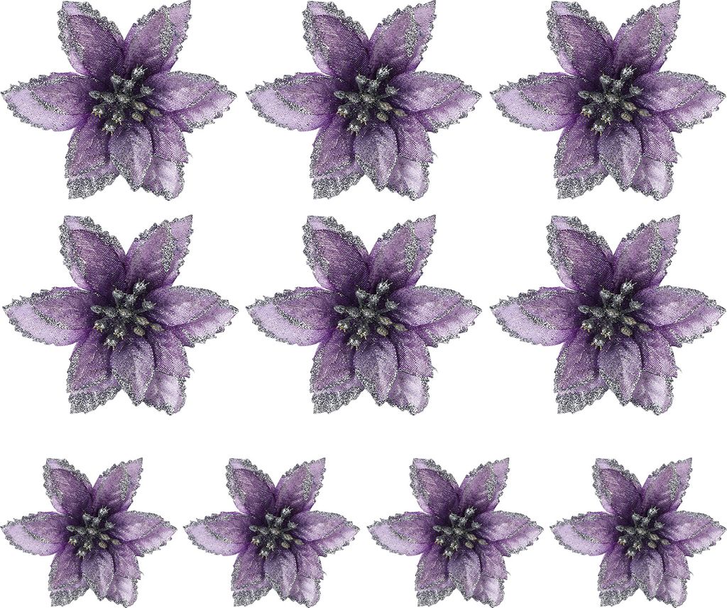 10 PCs/Set künstliche Weihnachtsblume Helle Farbe Erhöhung der Atmosphäre Dekorative realistisch aussehende glänzende Oberfläche Weihnachtsdek...