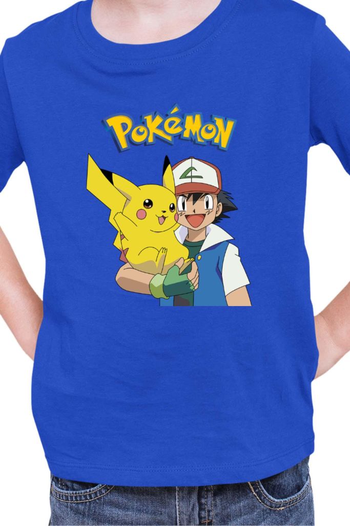 Kinder T-Shirt Japan Manga Anime Comics Pokemon 013, / Blau