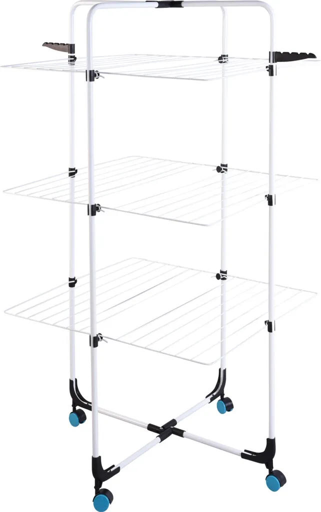 Étendoir à linge vertical stable en métal blanc pour petite surface