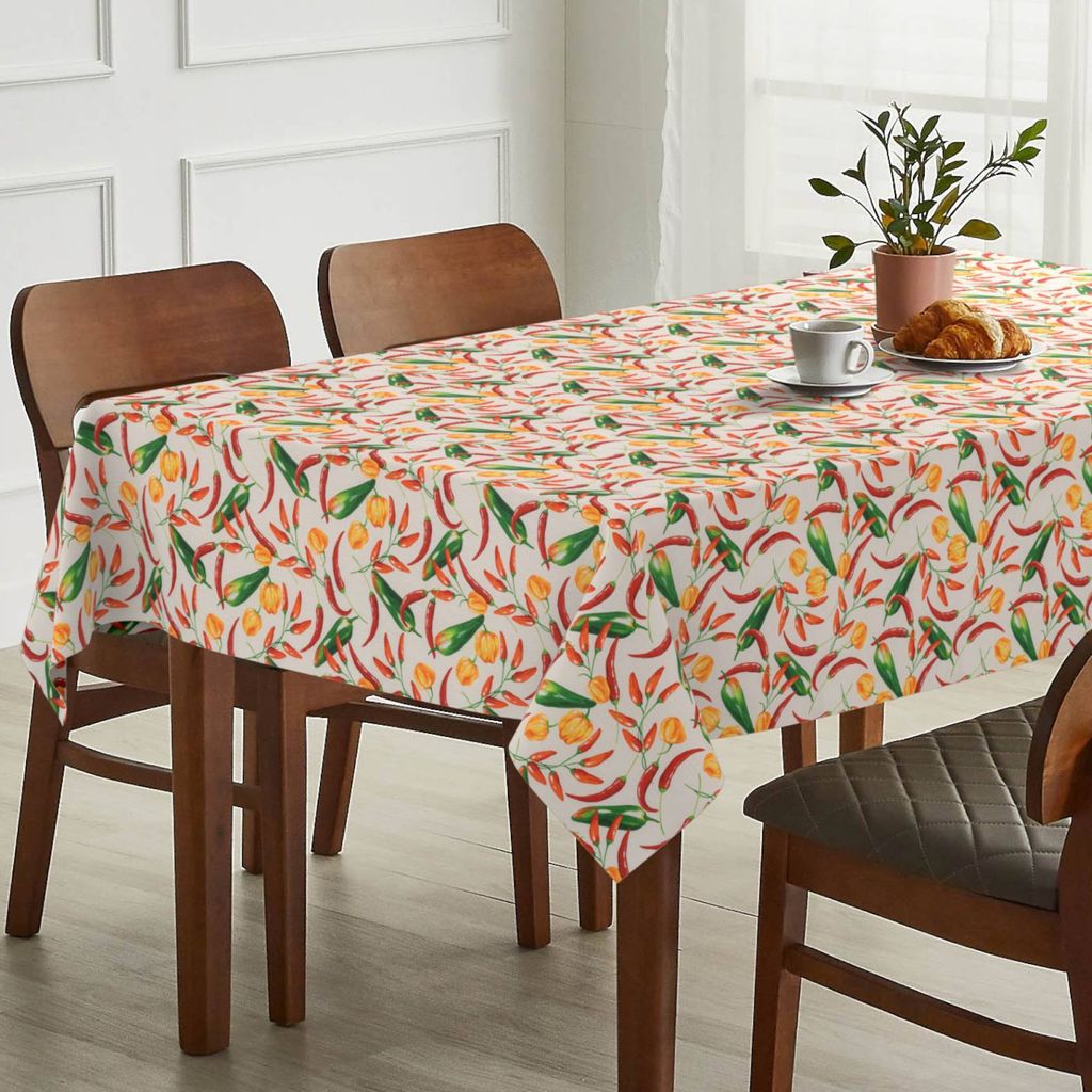 Tischdecke Chili aus Stoff mit Digitalprint Tischtuch EasyClean ACRYL Beschichtet Tischwäsche Digitaldruck Rot 100x160cm mit Schnittkante