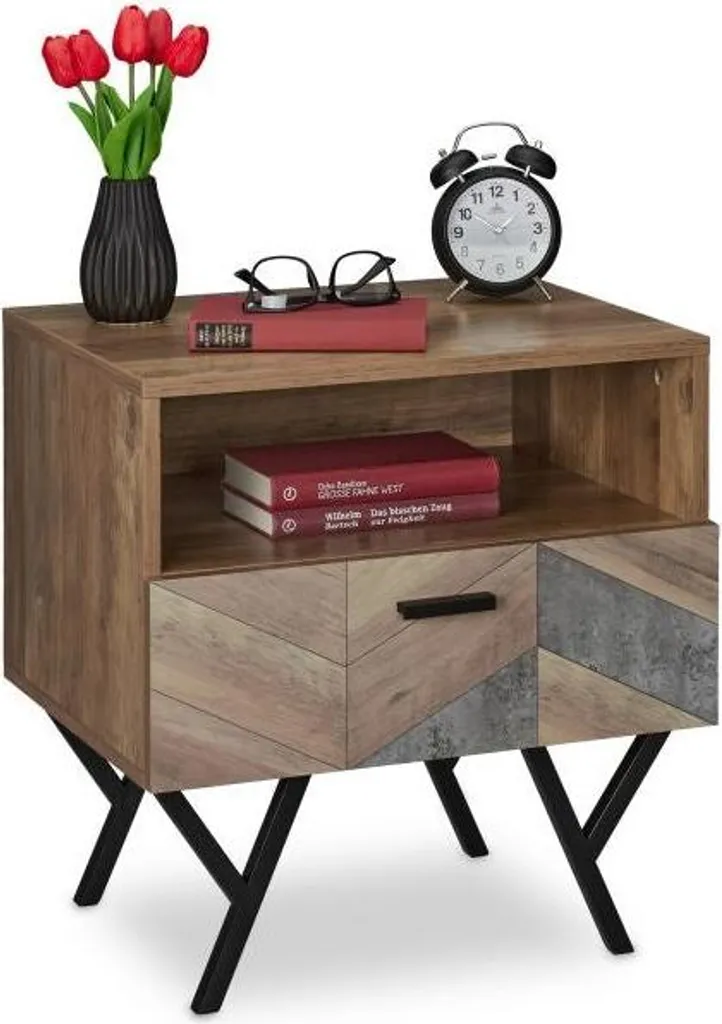 Table de chevet style industriel pour chambre adulte ou studio moderne