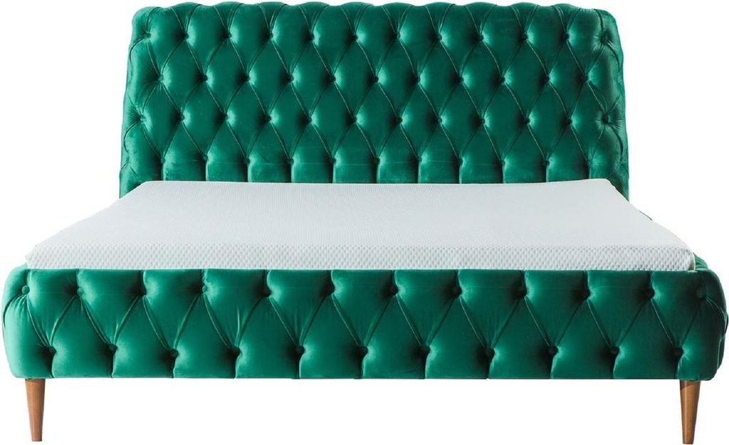 Casa Padrino Luxus Chesterfield Doppelbett Grün / Braun - Verschiedene Größen - Modernes Bett mit Matratze - Schlafzimmer Möbel