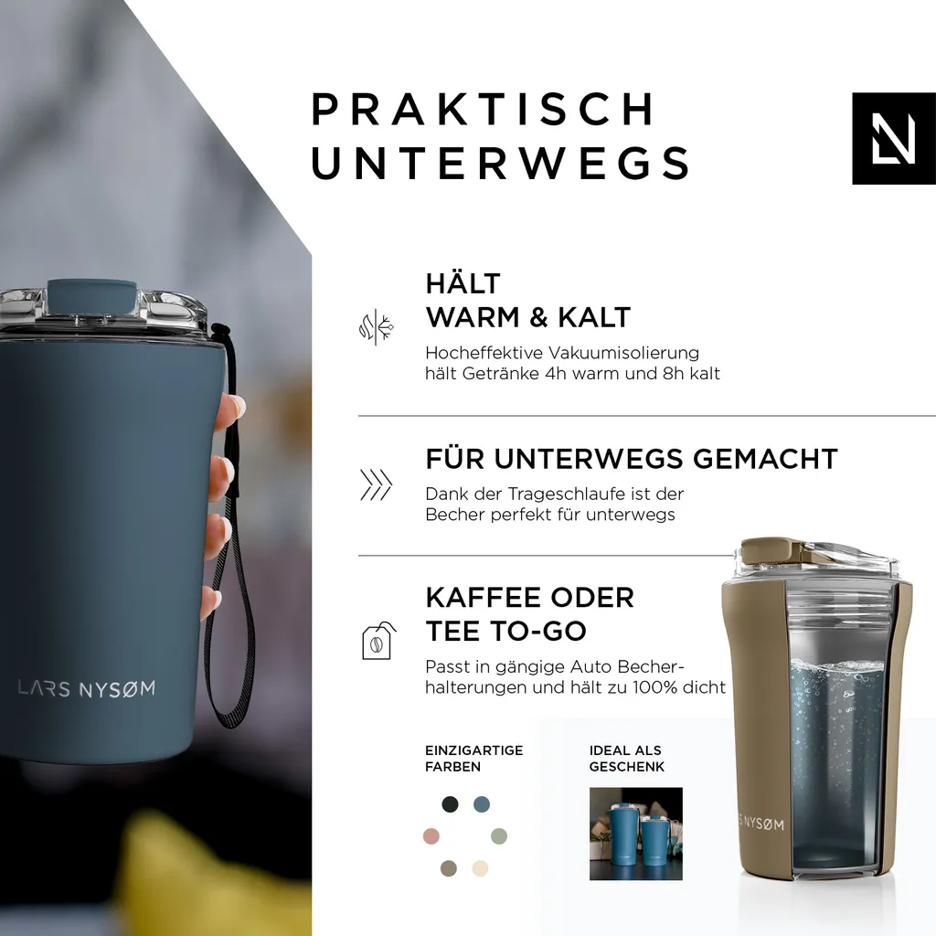 Tazza da Viaggio Lars Nysøm Greige: Resistente e 100% Leakproof - 2