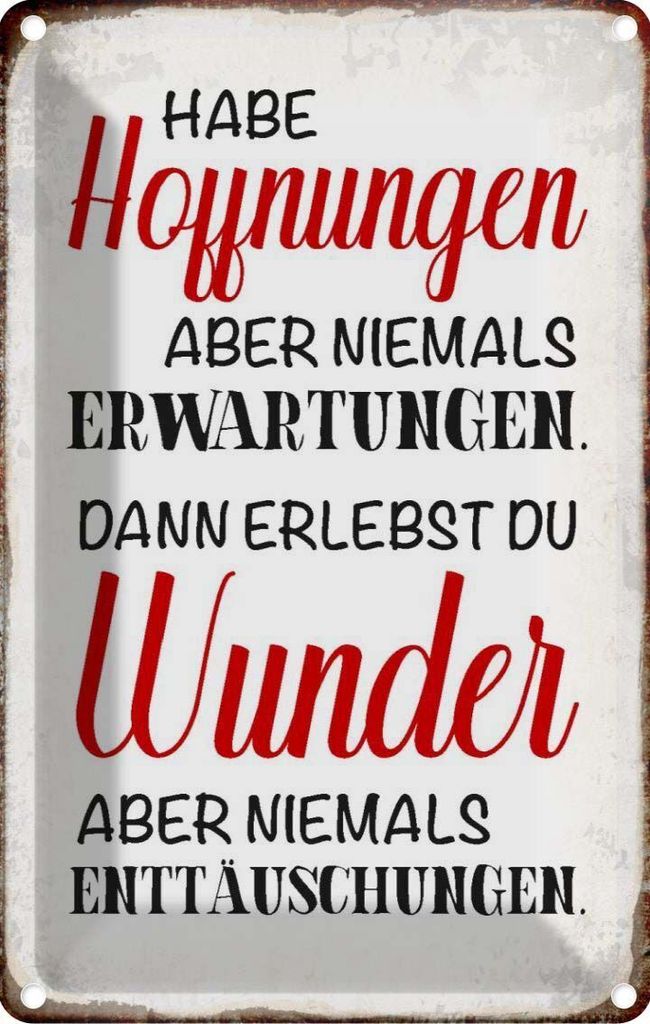 vianmo Blechschild 30x20 cm habe Hoffnung Erwartungen Wunder Spruch Zitat