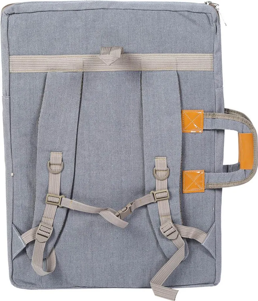 Sac à dessin étanche en toile grise avec compartiments de rangement