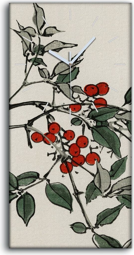 Wanduhr Uhr Wandbild Leinwand Geräuschlos 30x60 Malerei Asiatische Blumen - weiße Hände