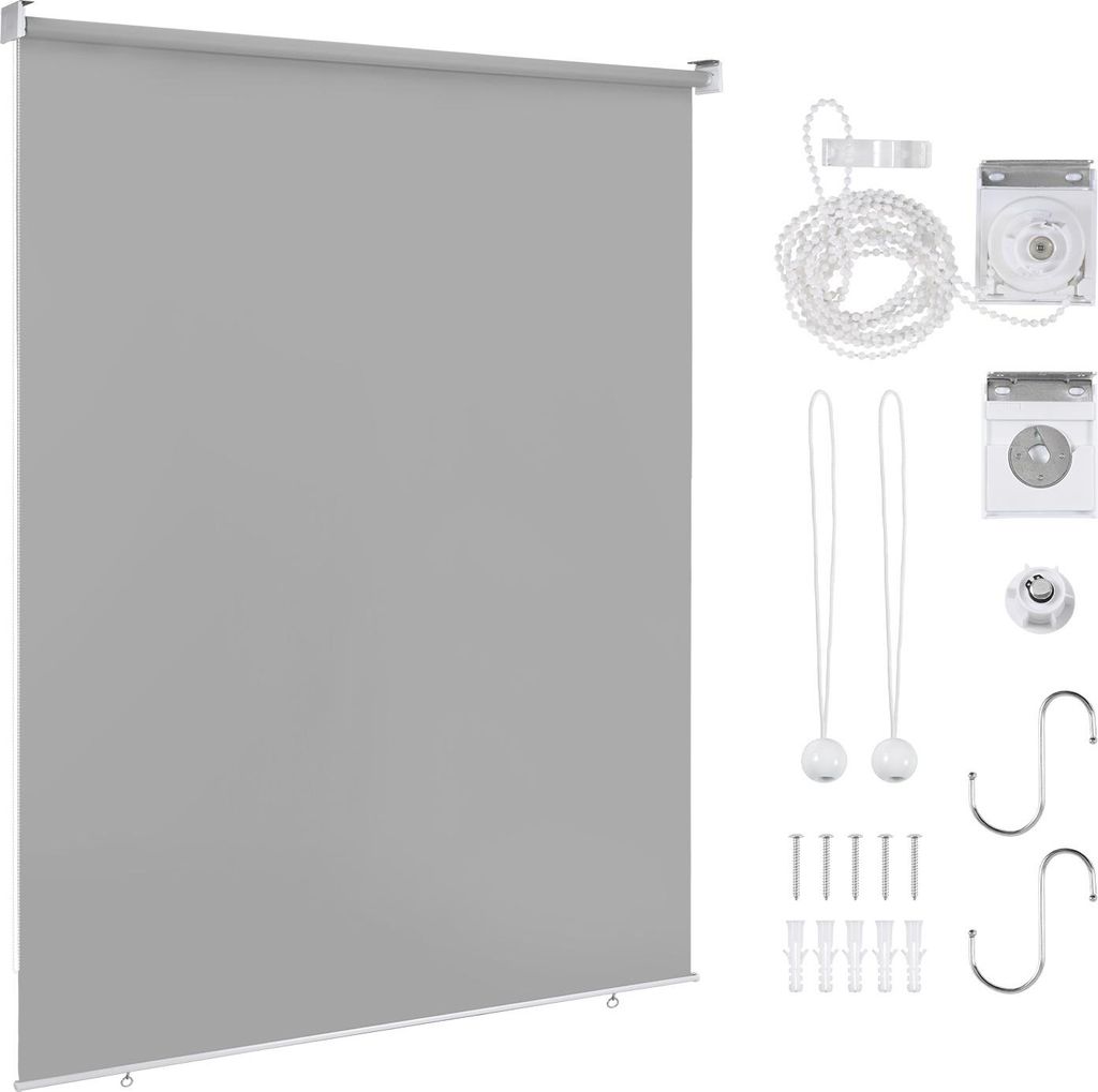 Faziango Senkrechtmarkise Grau 180 x 140cm Vertikalmarkise für Terrasse Balkon Seitenrollo Sichtschutz Sonnenschutz UV-Beständig