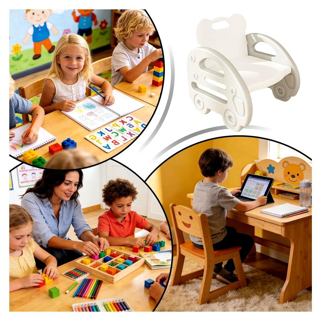 Kinderstuhl, stabiler tragbarer Sitz für Vorschulkinder mit Rückenlehne - geeignet für Esszimmer, Arbeitszimmer, Schlafzimmer, Klassenzimmer, Sc...