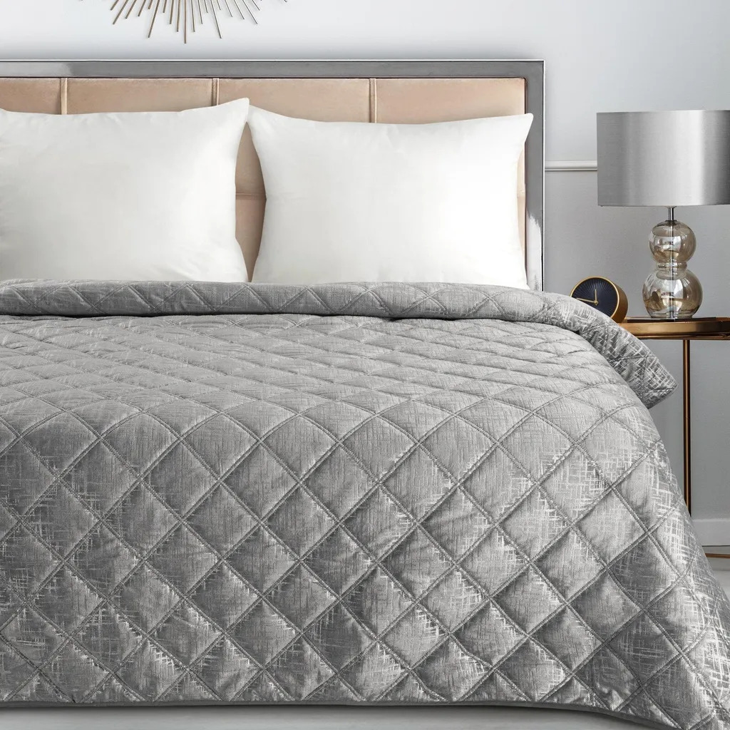 Jeté de lit 220x240 argent BLINK 6 - Couvre-lit déco chambre adulte