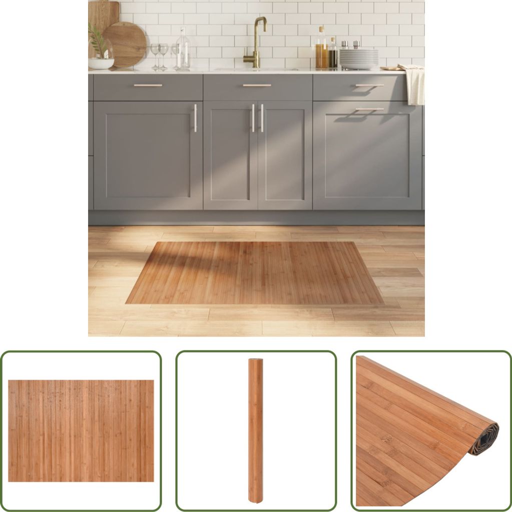 The Living Store Teppich Rechteckig Natur 70x100 cm Bambus