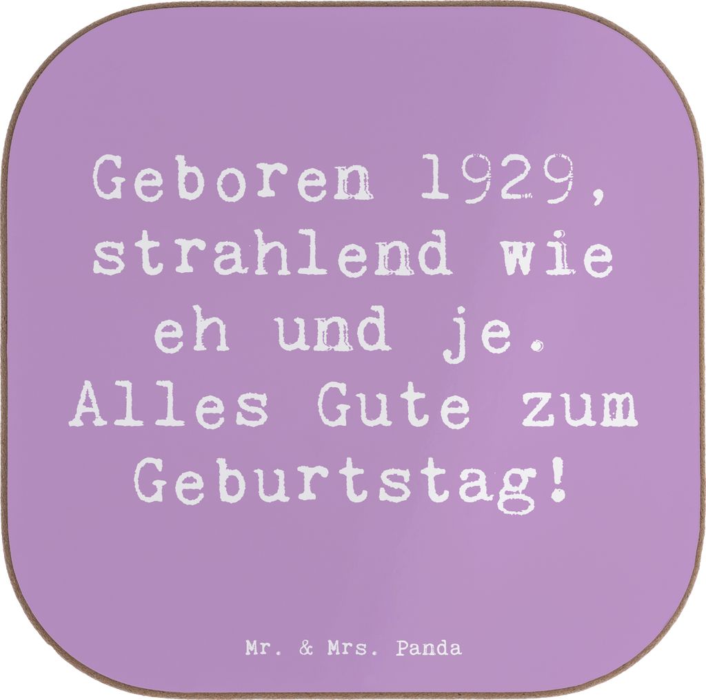 Mr. & Mrs. Panda Tischuntersetzer Spruch 1929 Geburtstag - Lavendeltraum - Geschenk, Herz, Geburtstagsfeier, Untersetzer für Gläser, Glückwunsch...