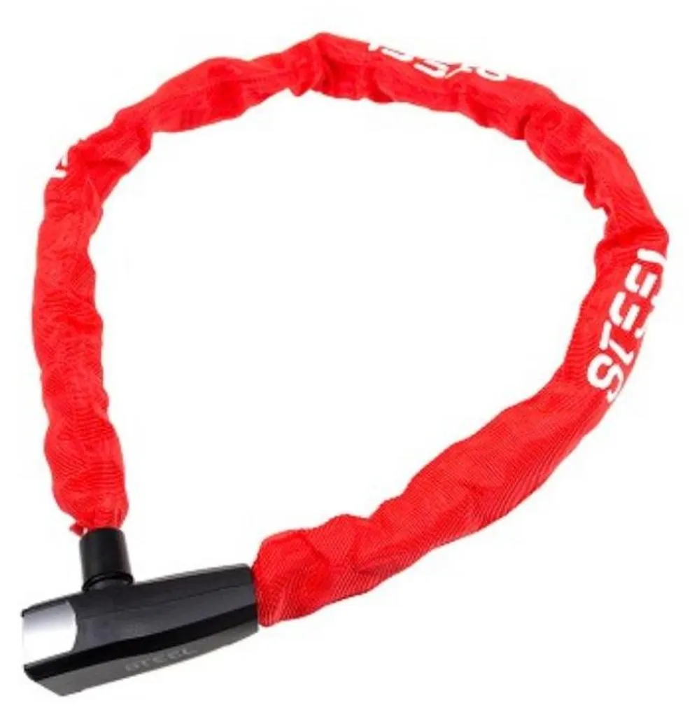 Antivol Pro Force Ø8 rouge en chaîne acier 1100mm avec gaine nylon
