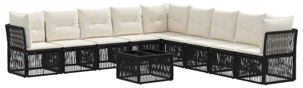 Gartensofa-set 10 pcs Schwarz Poly-Rattan