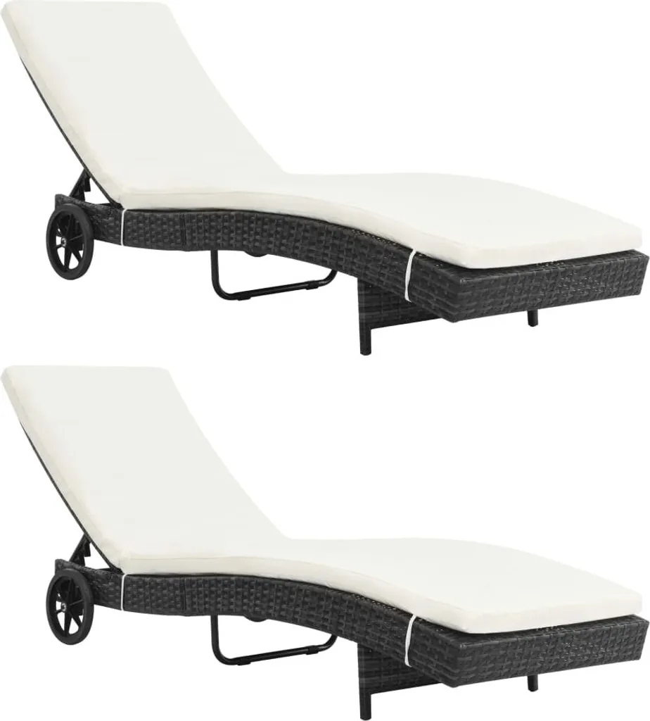 Duo Bains de Soleil Noirs avec Roues : Finis les Meubles Lourds de Jardin