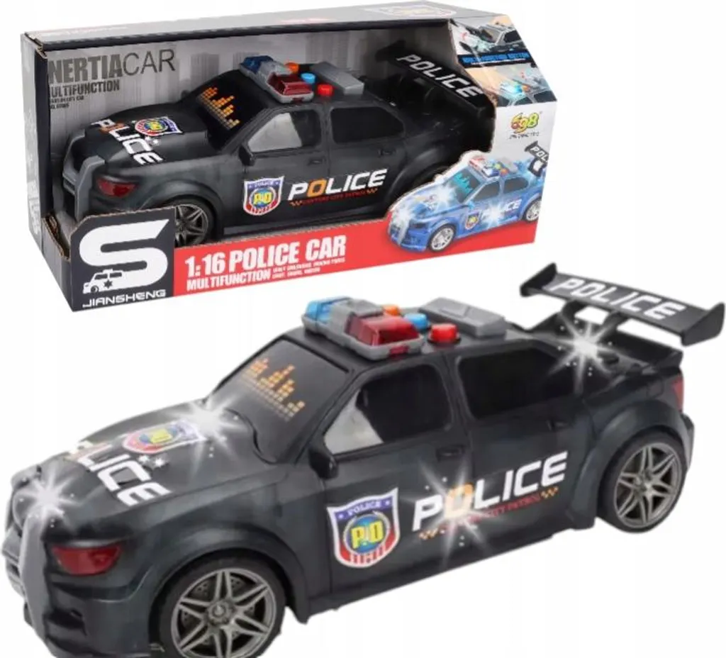 Voiture de Police Sport Noire Robuste à Inertie : Le Jouet Sans Panne