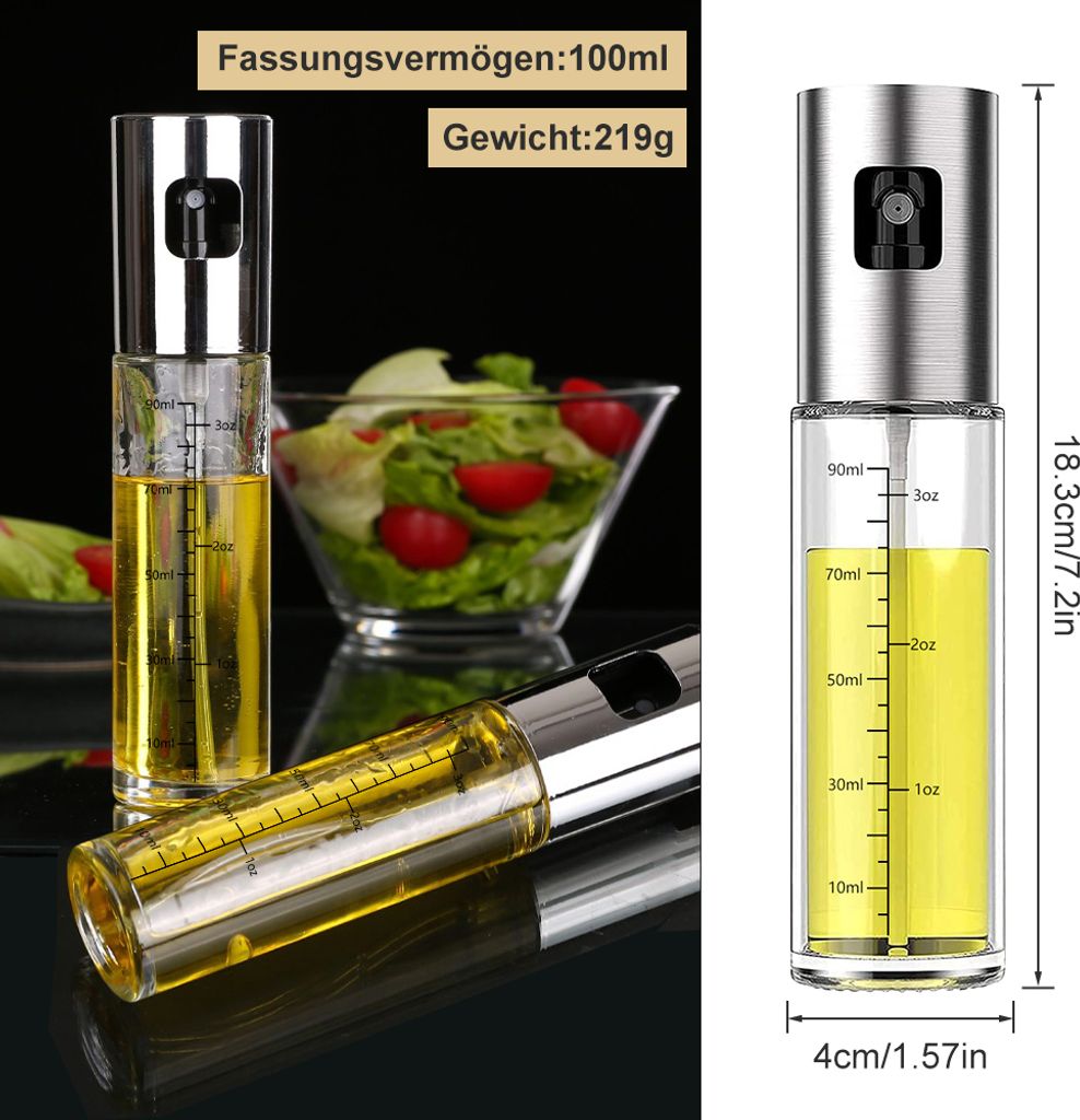 ZENG 2 Stück Öl Sprayer Zerstäuber, 3 in 1Ölsprüher mit Produktbild 2