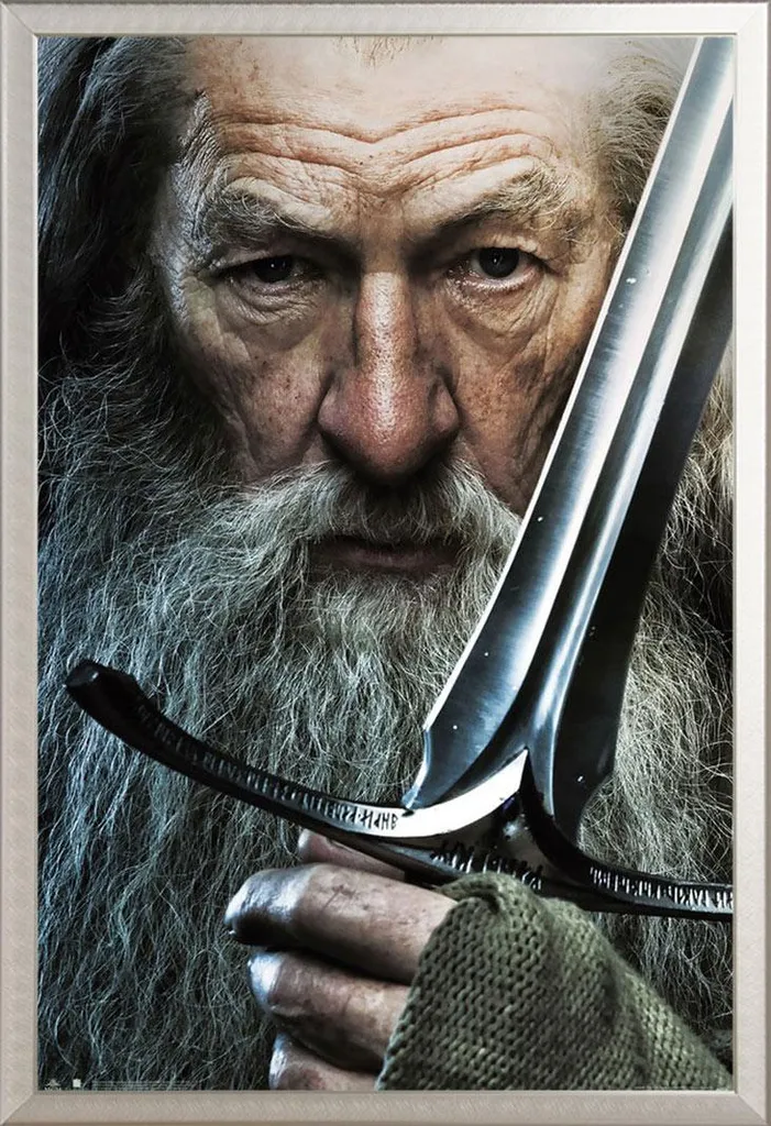 Poster Gandalf Lo Hobbit con Cornice Alluminio Shinsuke Argento 61x91