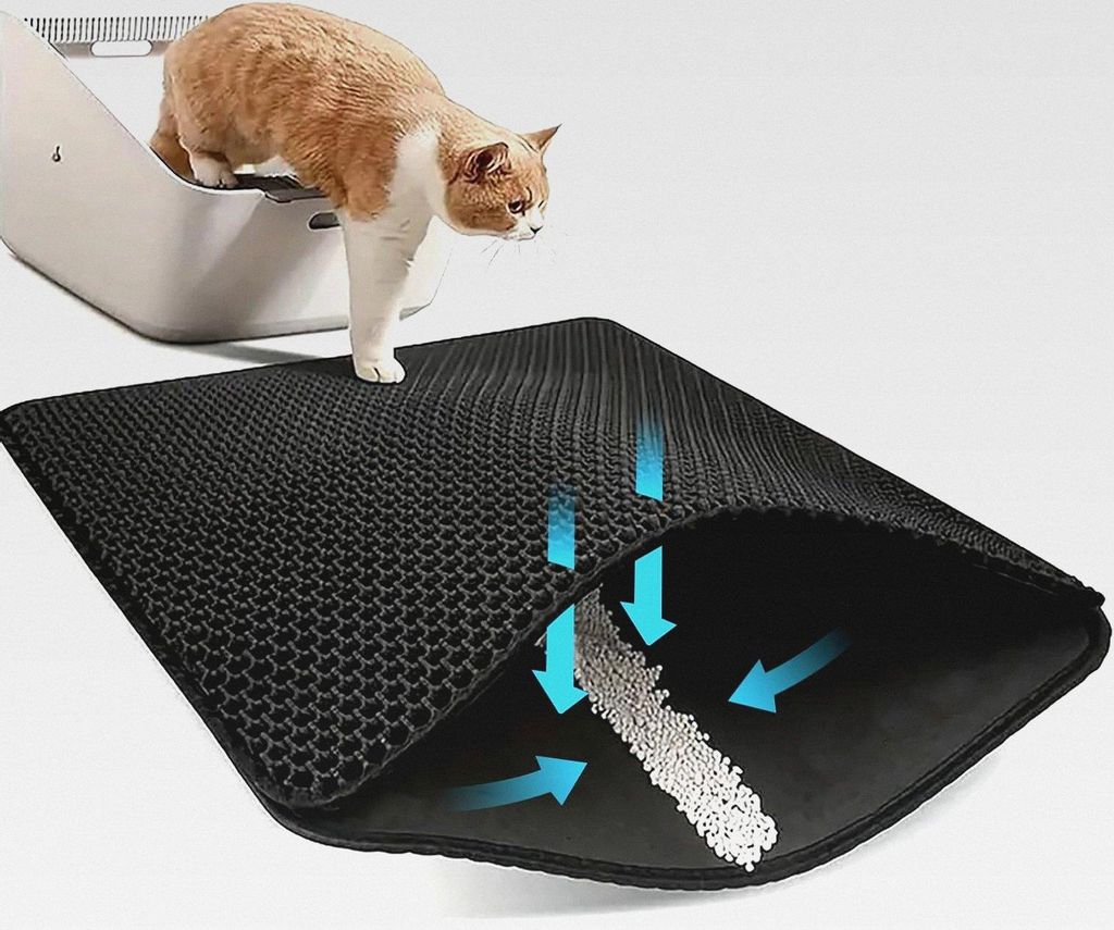 Katzenklo Matte - 90x60x1cm Katzenstreu Matte, EVA Doppelschicht Schichte Waben Katzenmatte Katzenklo, Rutschfest Wasserdicht Katzentoilette Matte ...
