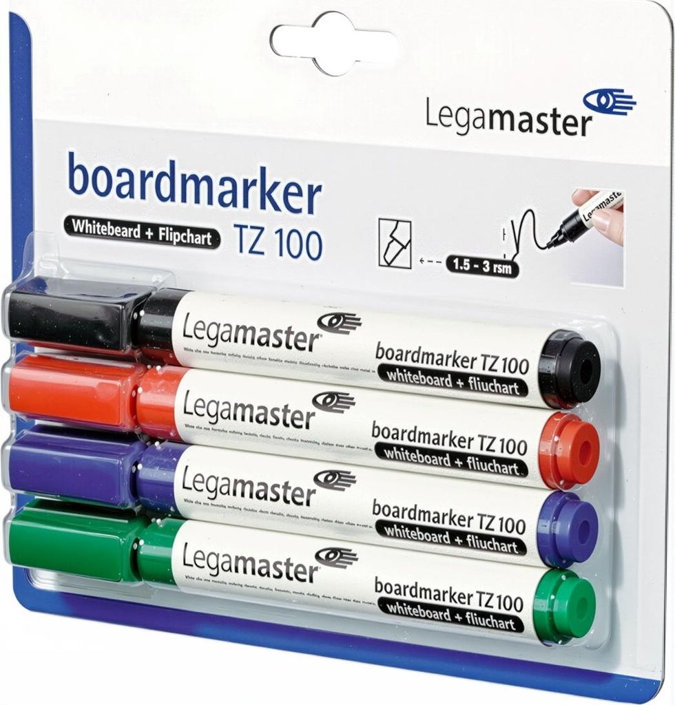 Legamaster 7-110594-4 Boardmarker TZ100, 4er-Set sortiert im Blister